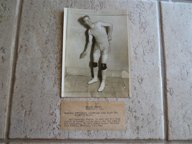 1920's Alf Mannheim Columbia University Basketball Type 1 Wire Photo by Photograms