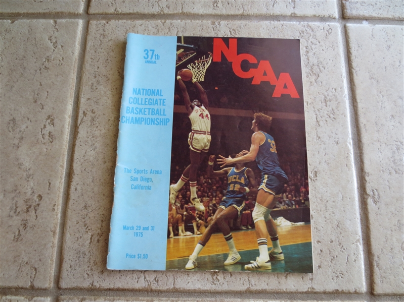 1975 NCAA Basketball Championship Unscored Program UCLA Syracuse Kentucky Louisville