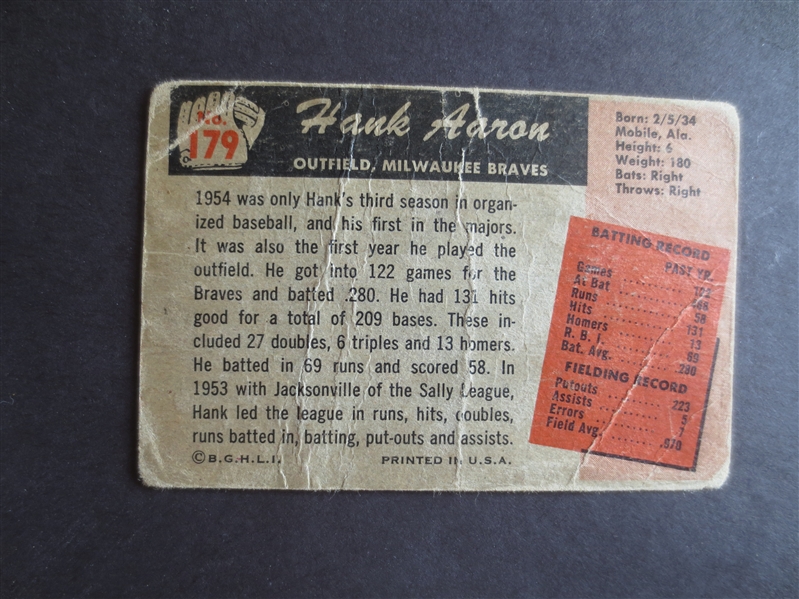 1955 Bowman Hank Aaron baseball card #179 in affordable condition        PW
