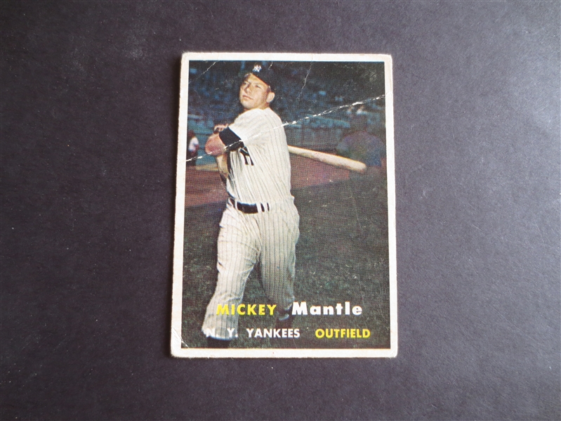 1957 Topps Mickey Mantle baseball card #95 in affordable condition!