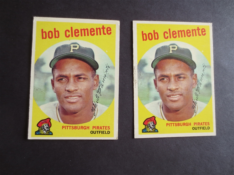 (2) 1959 Topps Bob Clemente baseball cards in nice condition #478
