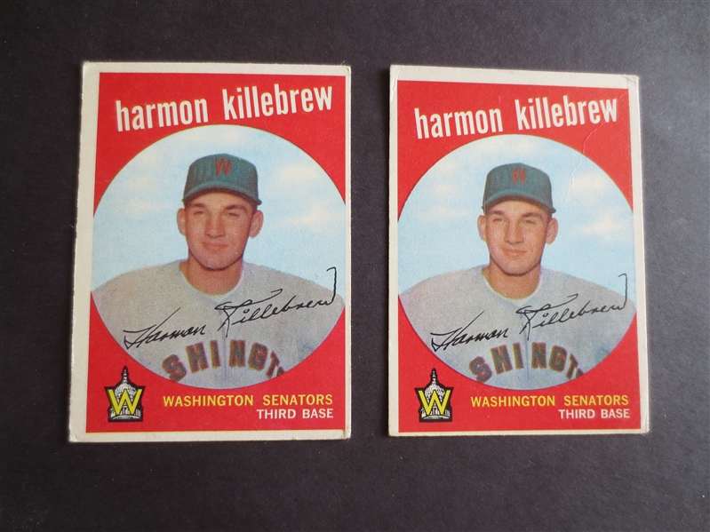 (2) 1959 Topps Harmon Killebrew baseball cards in affordable condition #515