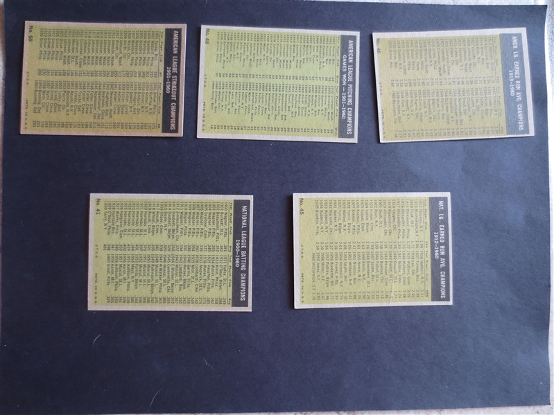 (5) different 1961 Topps Leaders Baseball Cards in very nice condition!