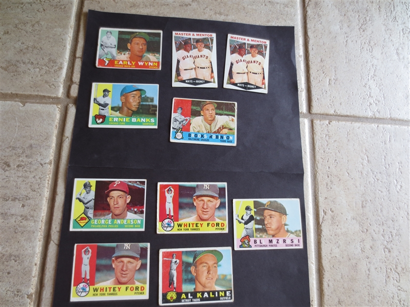 (10) 1960 Topps Hall of Famer baseball cards in affordable condition