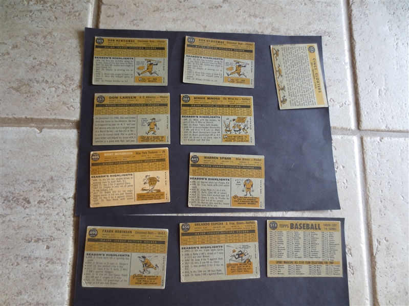 (10) 1960 Topps Superstar Baseball Cards including Frank Robinson and Orlando Cepeda