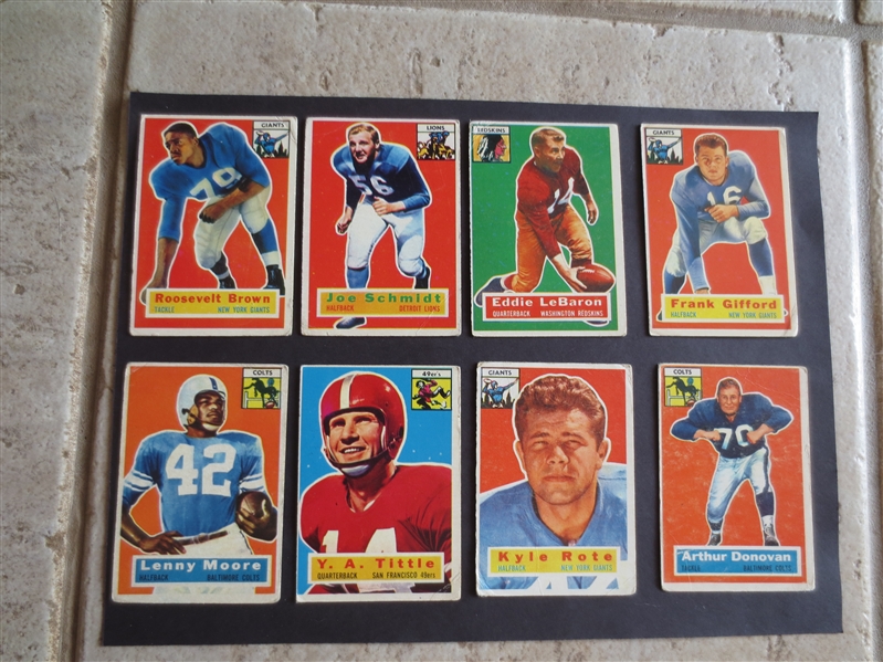 (8) 1956 Topps Superstar Football Cards in Affordable Condition including rookies!