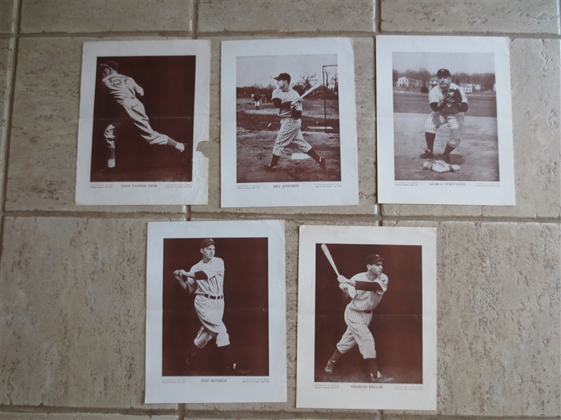 (5) 1918-57 M114 Baseball Magazine Premium Photos: Vander Meer, Johnson, Stirnweiss, Henrich, Keller