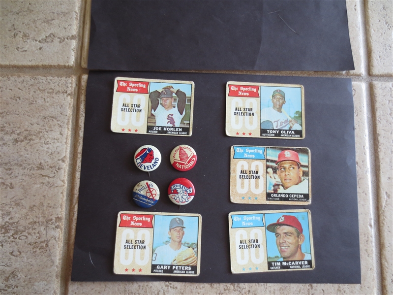 1950's Baseball Pins of Washington Nationals, Philadelphia Phillies, Philadelphia A's, and Cleveland Indians