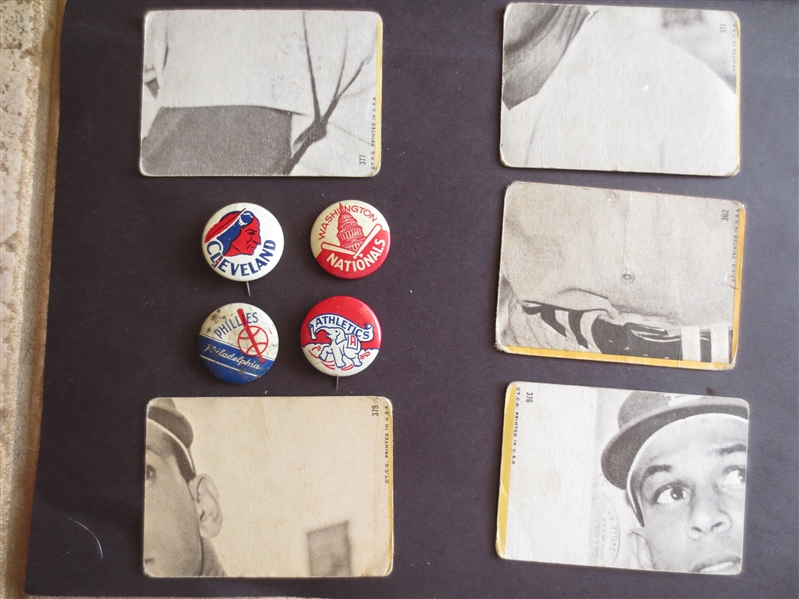 1950's Baseball Pins of Washington Nationals, Philadelphia Phillies, Philadelphia A's, and Cleveland Indians