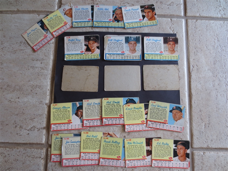 (22) 1962 Post Baseball Cards with no Hall of Famers or rarities