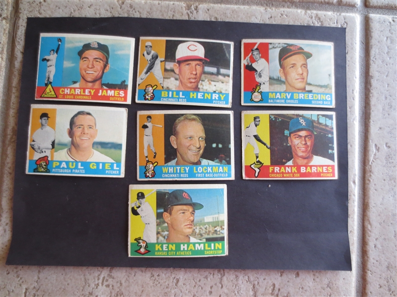 (7) 1960 Topps High Number Baseball Cards #517-542