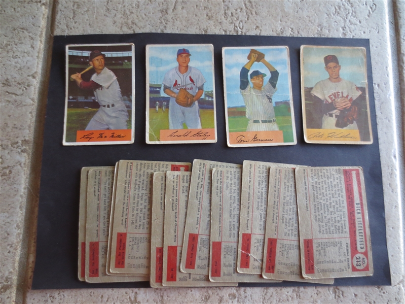 (19) different 1954 Bowman Baseball Cards