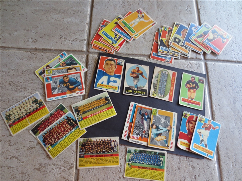 (36) 1955-58 Topps Football Cards including Charley Conerly and many team cards