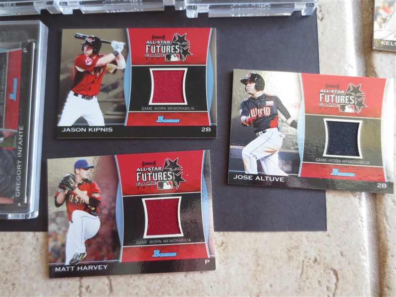 (19) 2011 Bowman All Star Futures Game Worn Memorabilia Baseball Cards including Altuve, Kipnis, Harvey, and Alonso