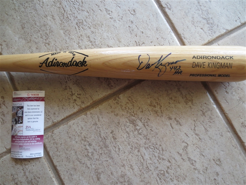 Autographed Dave Kingman Adirondack Baseball Bat 33.5 with JSA Cert.