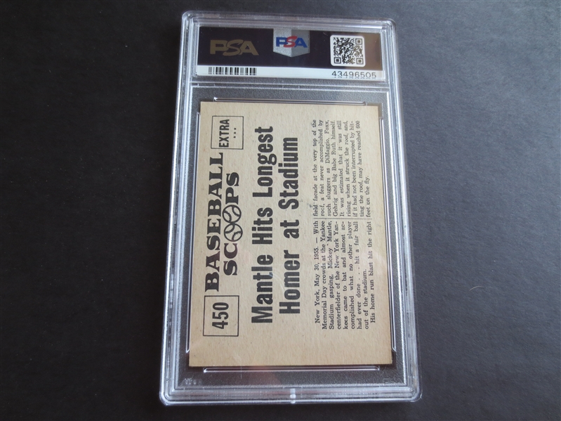 1961 Nu-Card Scoops Mantle Hits Longest Homer PSA 5 ex baseball card #450