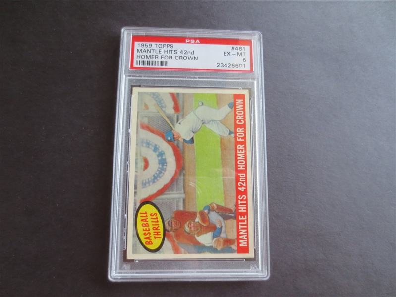 1959 Topps Mantle Hits 42nd Homer PSA 6 ex-mt baseball card #461