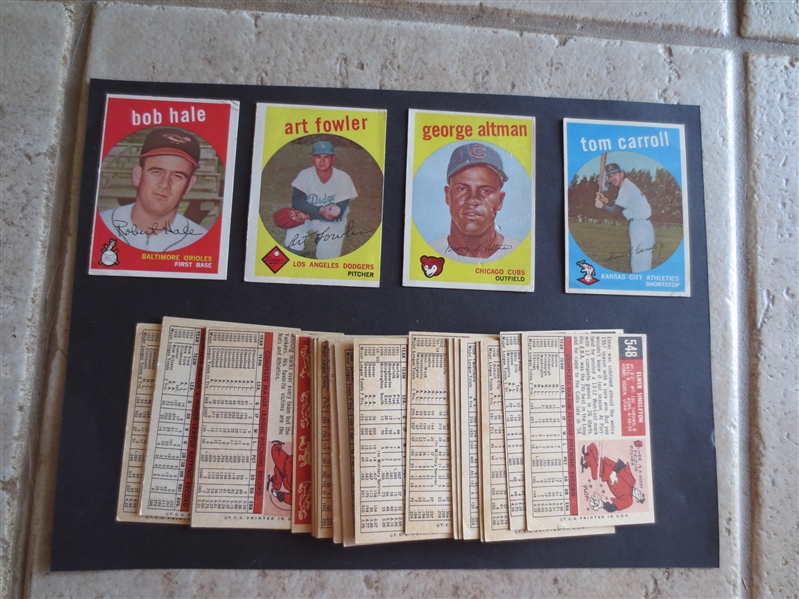 (34) 1959 Topps High Number #507-548 Baseball Cards with Duplication