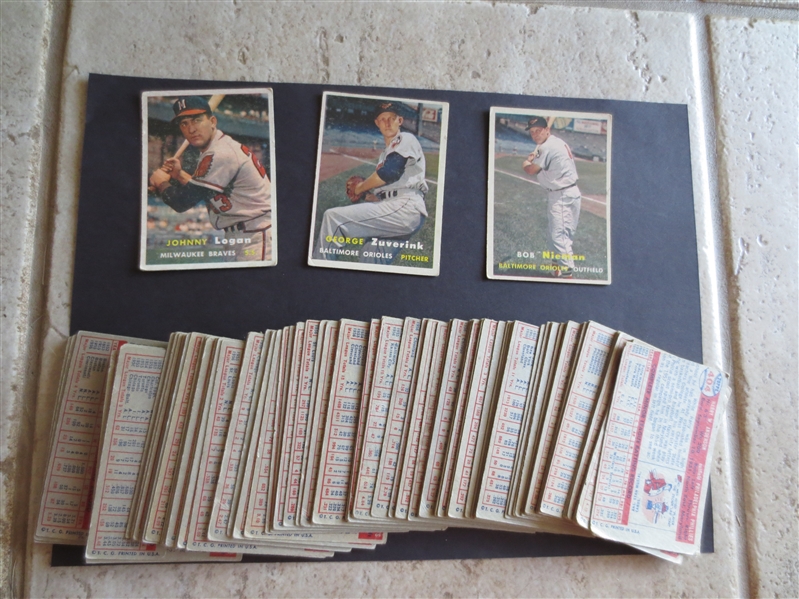 (95) 1957 Topps Baseball Cards with duplication in affordable condition