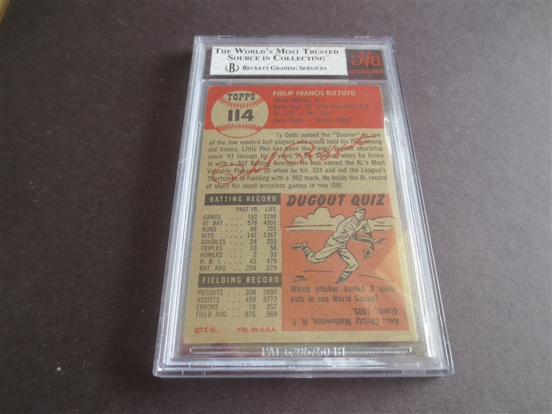 1953 Topps Phil Rizzuto BVG Beckett 6 ex-mt baseball card #114