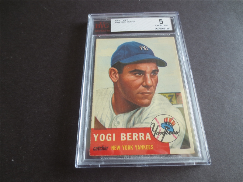 1953 Topps Yogi Berra BVG Beckett 5 excellent baseball card #104