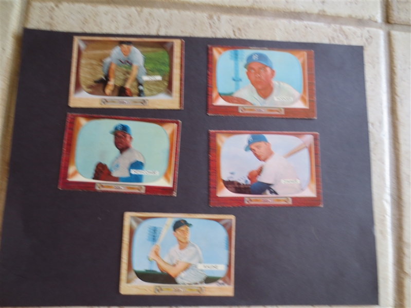 (5) 1955 Bowman Star Baseball Cards including Kaline, Hodges, Newk, Fox          JR