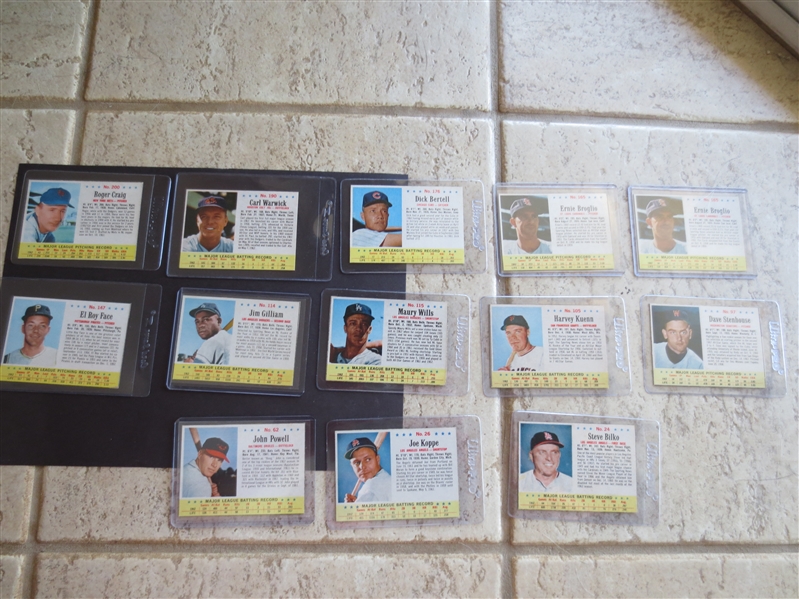 (13) SCARCE 1963 Post Cereal Baseball Cards in Beautiful Condition including Bilko, Boog Powell, Wills, and Roger Craig