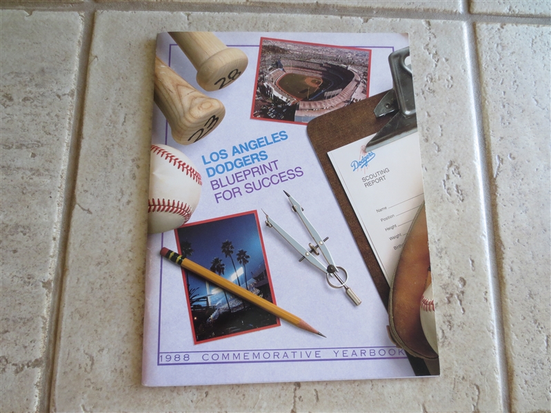 1988 Los Angeles Dodgers Baseball Yearbook---  Championship Year