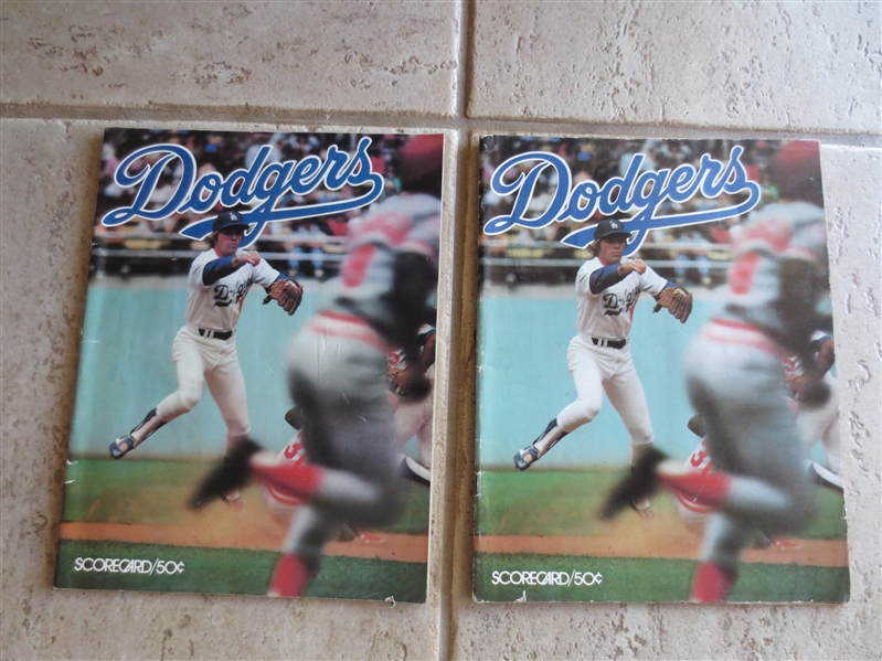 (2) 1977 Los Angeles Dodgers Home Programs vs. Cardinals; Reds---  Dusty Baker Home Run