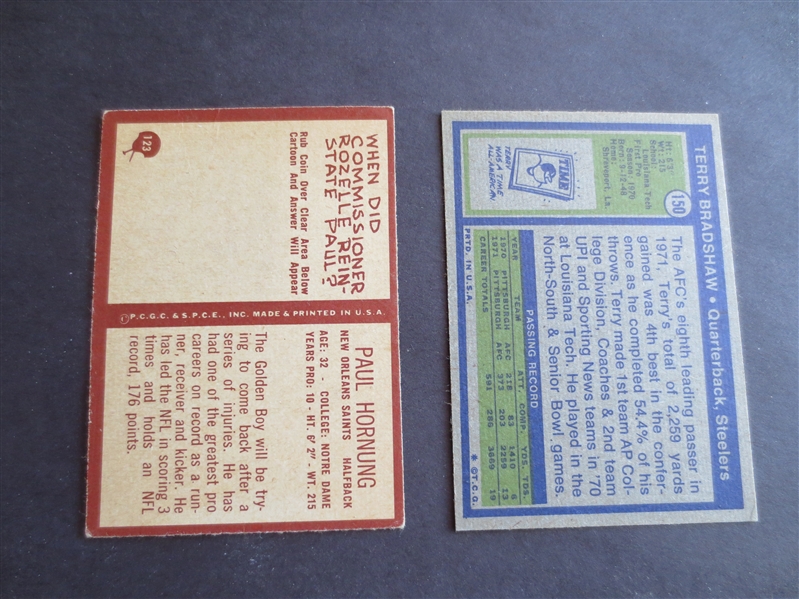 1972 Topps Terry Bradshaw football card in super condition + 1967 Philadelphia Paul Hornung