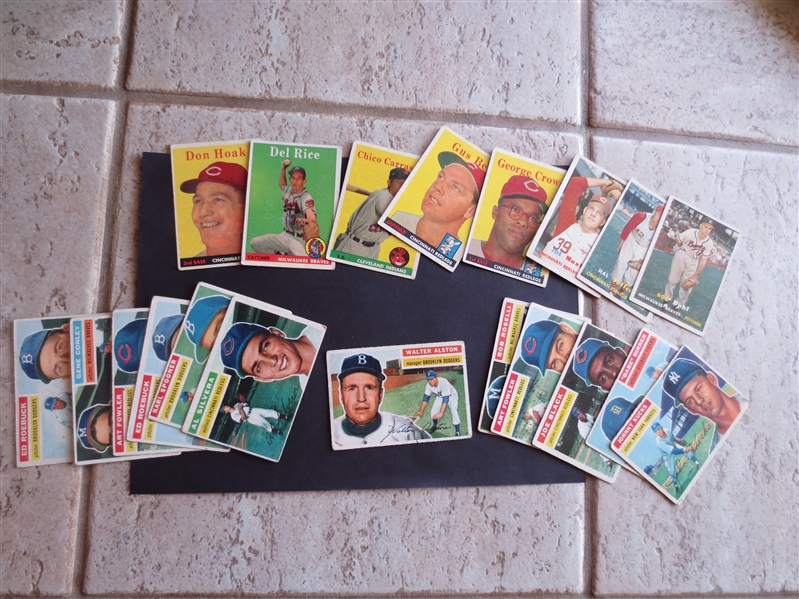 (20) 1956-58 Topps baseball cards including 1956 Topps Walter Alston