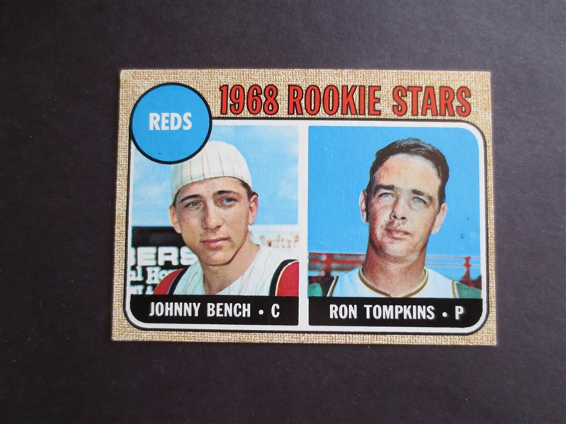 1968 Topps Johnny Bench rookie baseball card in beautiful condition #247