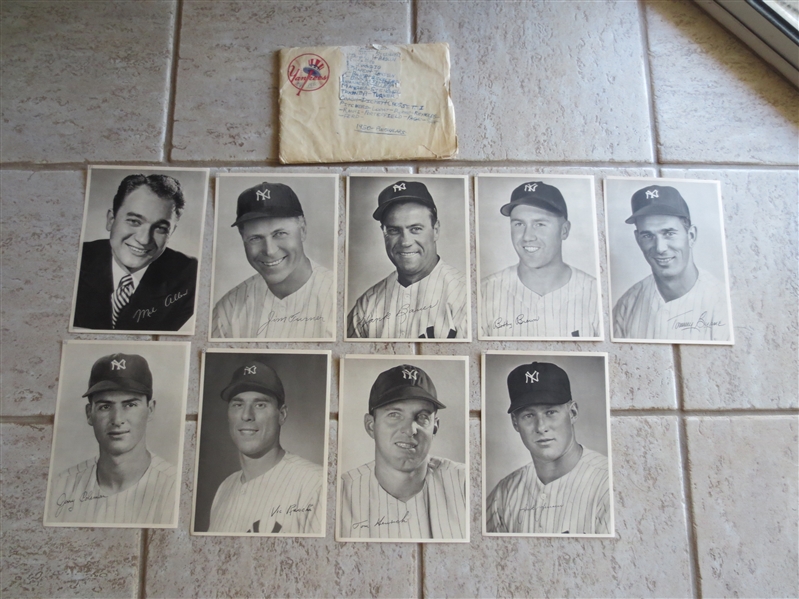 (9) different 1950 New York Yankees Picture Pack Baseball Photos Cards with Envelope including Tom Henrich and Jack Jensen