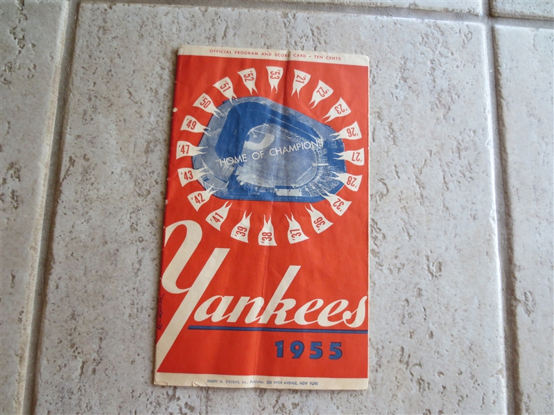 July 4, 1955 Boston Red Sox at New York Yankees scored baseball program Ted Williams HR, Mantle/Berra/Rizzuto get hits