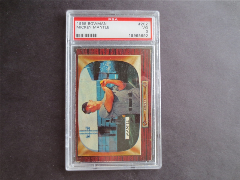 1955 Bowman Mickey Mantle PSA 3 vg baseball card #202 in affordable condition