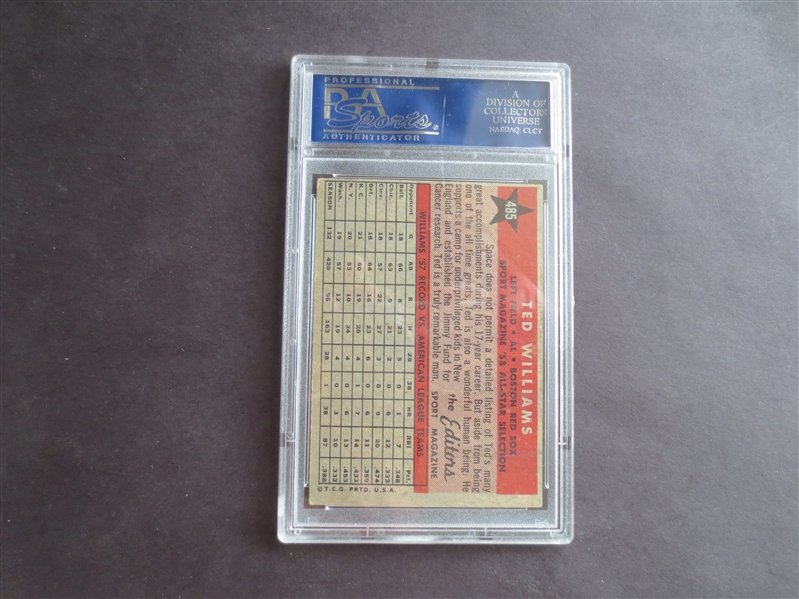 1958 Topps Ted Williams All Star PSA 5 ex baseball card #485