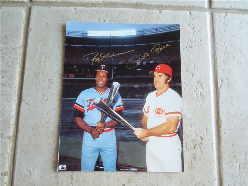 Autographed Rod Carew and Pete Rose 8 x 10 Color Photo