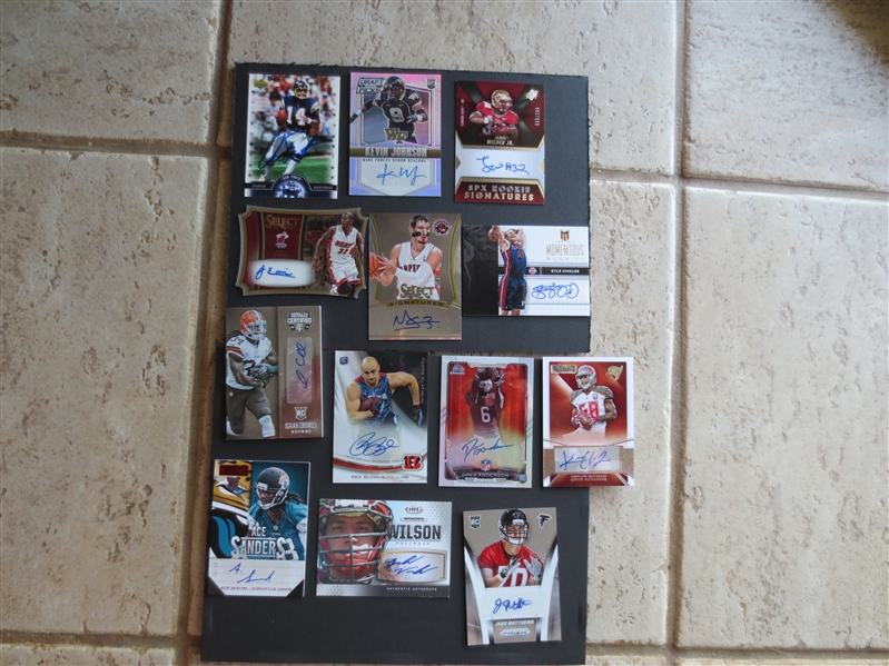 (13) different Authentic Signature Football Cards including Dan Fouts, Rex Burkhead, Jake Mathews, 
