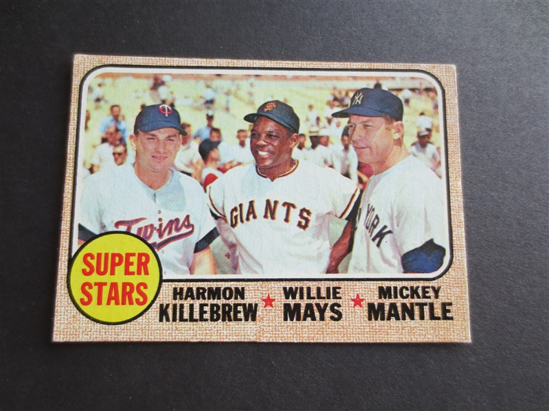 1968 Topps Super Stars Baseball Card #490 Mantle, Mays, Killebrew in very nice condition