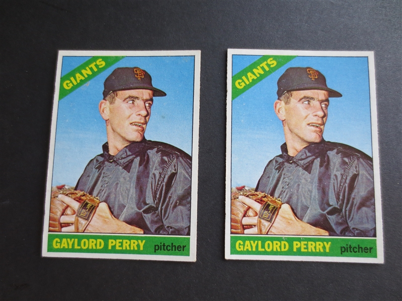 (2) 1966 Topps Gaylord Perry Short Print Baseball Cards #598 in Beautiful Condition---send to PSA?