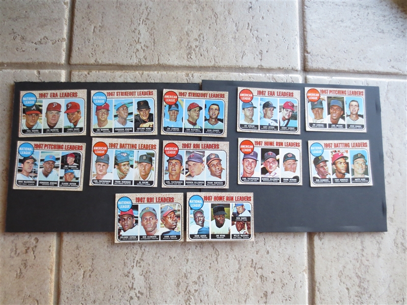 (12) different 1968 Topps Leader Baseball Cards in Very Nice Condition---many superstars
