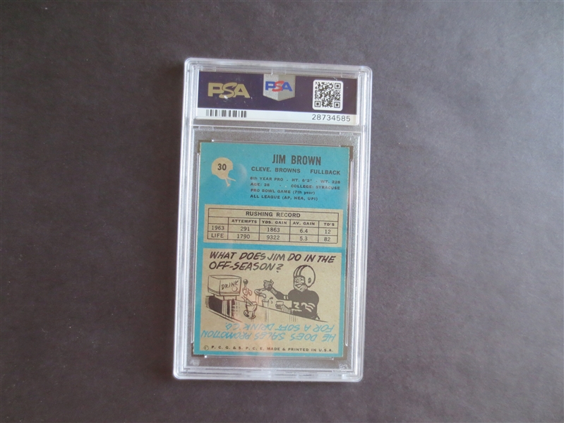1964 Philadelphia Jim Brown PSA 7 nmt football card #30 with no qualifiers!