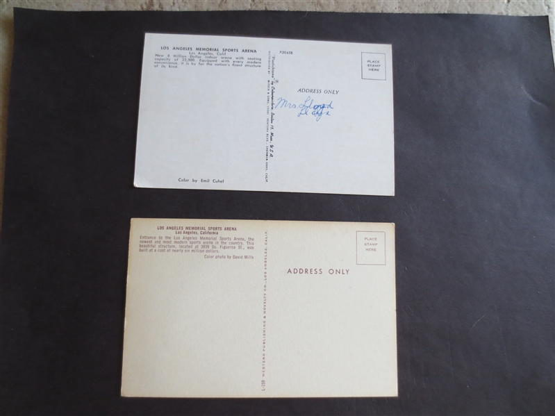 (2) First Year 1959 Postcards of the New L.A. Memorial Sports Arena  Los Angeles Lakers