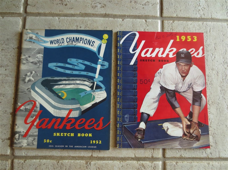 1952 and 1953 New York Yankees Baseball Yearbooks in Very Nice Condition
