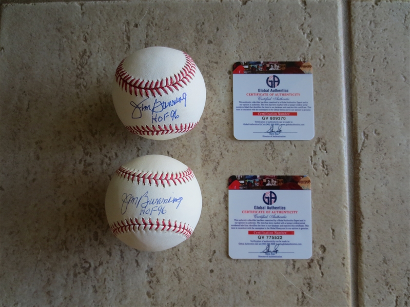 (2) Autographed Jim Bunning Baseballs with Authentication from Global Authentics