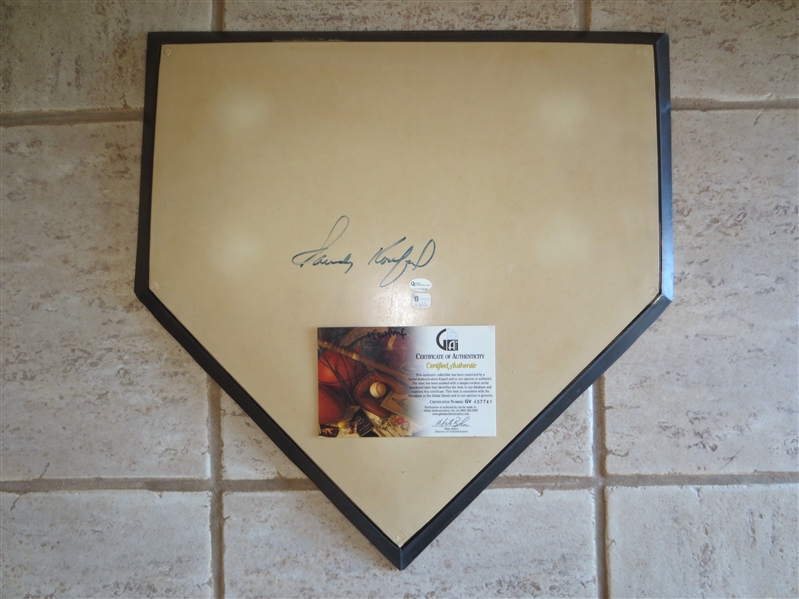 Autographed Sandy Koufax Home Plate with Certificate of Authenticity from Global Authentics