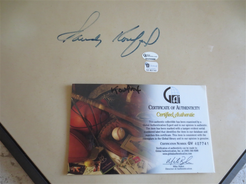 Autographed Sandy Koufax Home Plate with Certificate of Authenticity from Global Authentics
