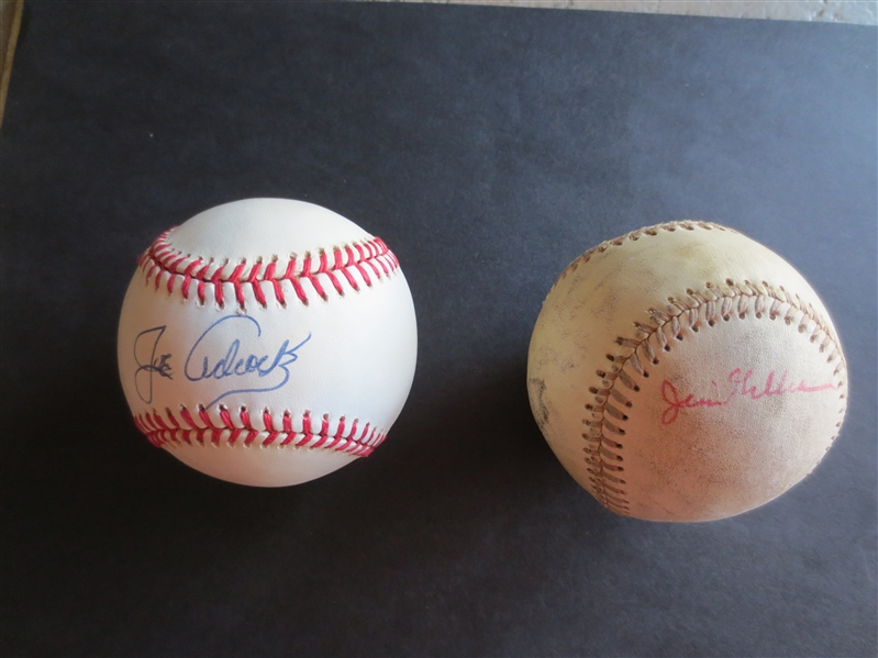 Autographed Jim Gilliam Single Signed Baseball RARE! plus Joe Adcock Single Signed Ball