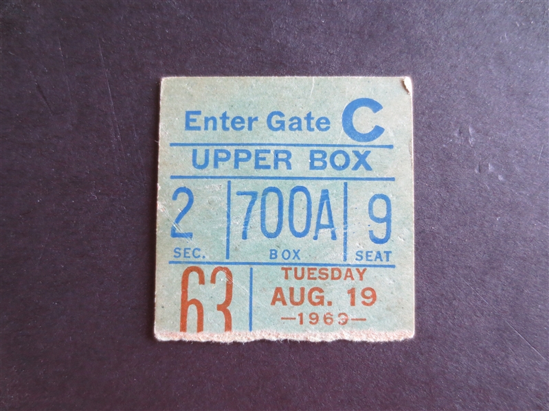 1969 San Francisco Giants at New York Mets Ticket Stub---Magic Game and Year!