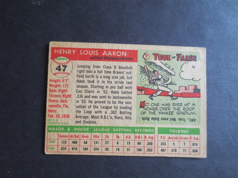 1955 Topps Hank Aaron baseball card in nice condition #47